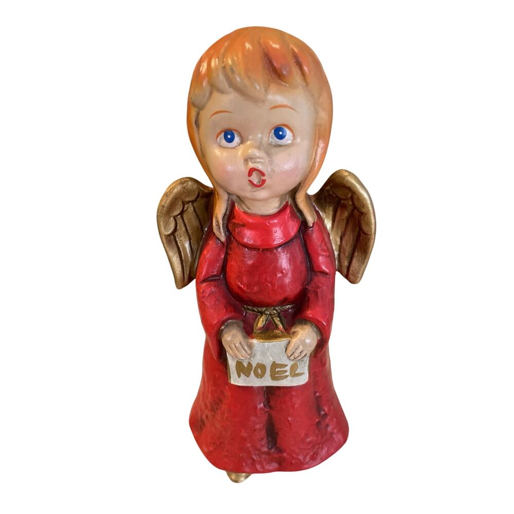 Vintage 60s Singing Christmas Angel 7.5" Choir Figure MCM Paper Mache Japan